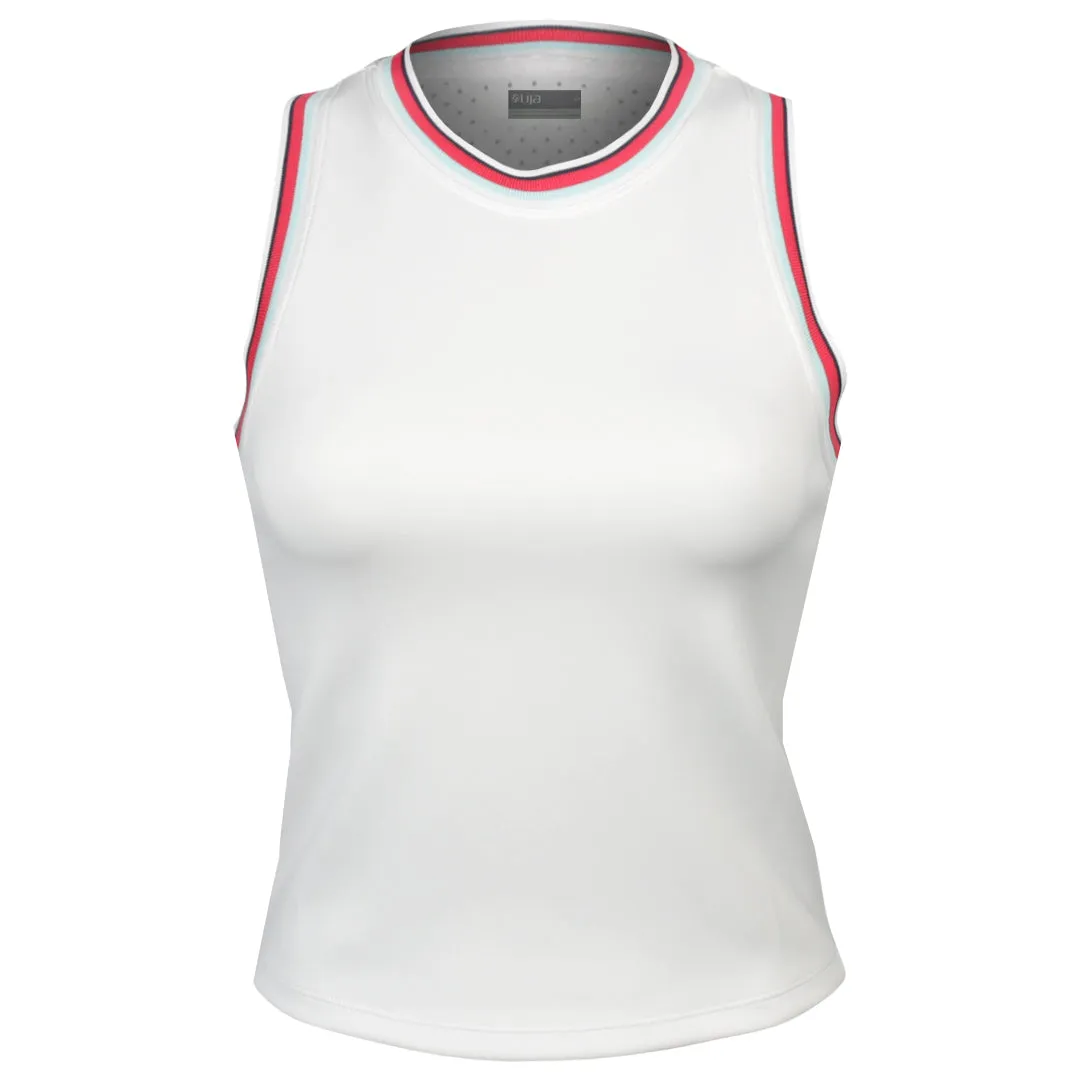 Lija Women's The One To Beat Varsity Tank - White/Multi Hypoallergenic Fiber Move Fast MoistureManagement Technology