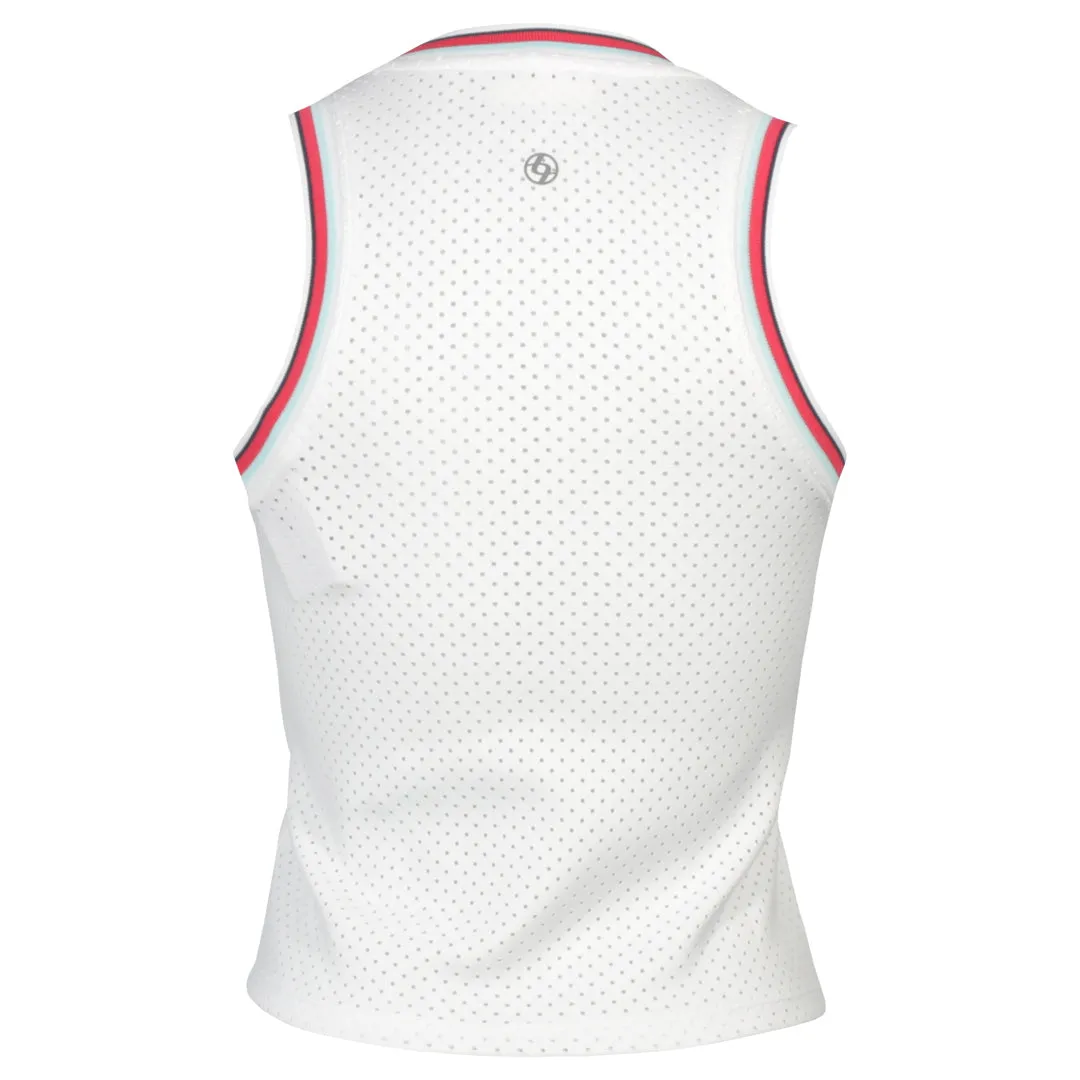 Lija Women's The One To Beat Varsity Tank - White/Multi Hypoallergenic Fiber Fast Fit