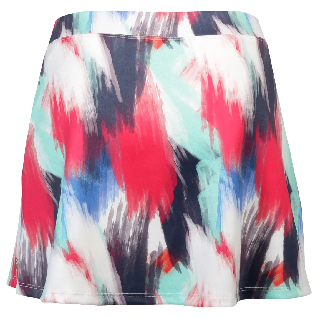 Lija Women's The One To Beat Vixen 13" Printed Skort - Brushstrokes Textured Fabric V-Neck
