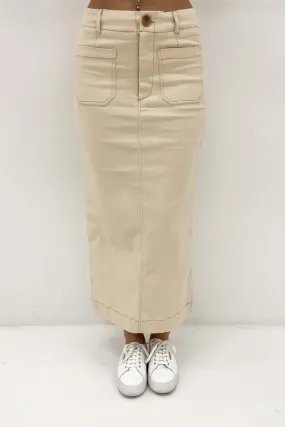Lindsey Midi Skirt Beige Stretch Comfort Neat Style