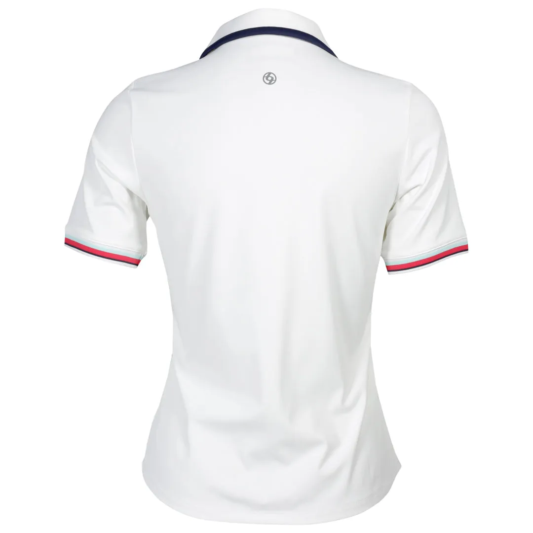 Rubberized Button Fasteners Lija Women's The One To Beat Tee Polo - White CoolingChannelFabric