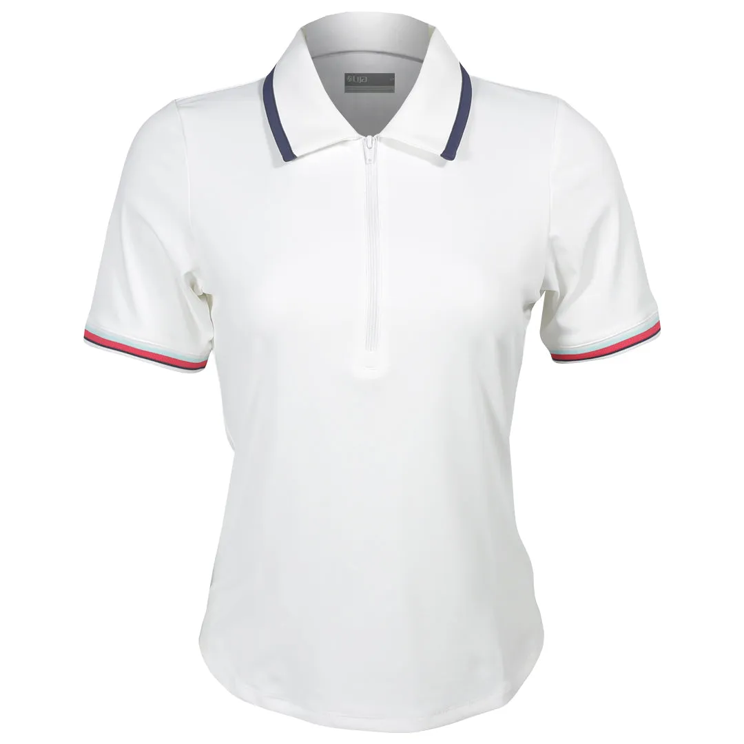 Linen blend Lija Women's The One To Beat Tee Polo - White Silk Lining