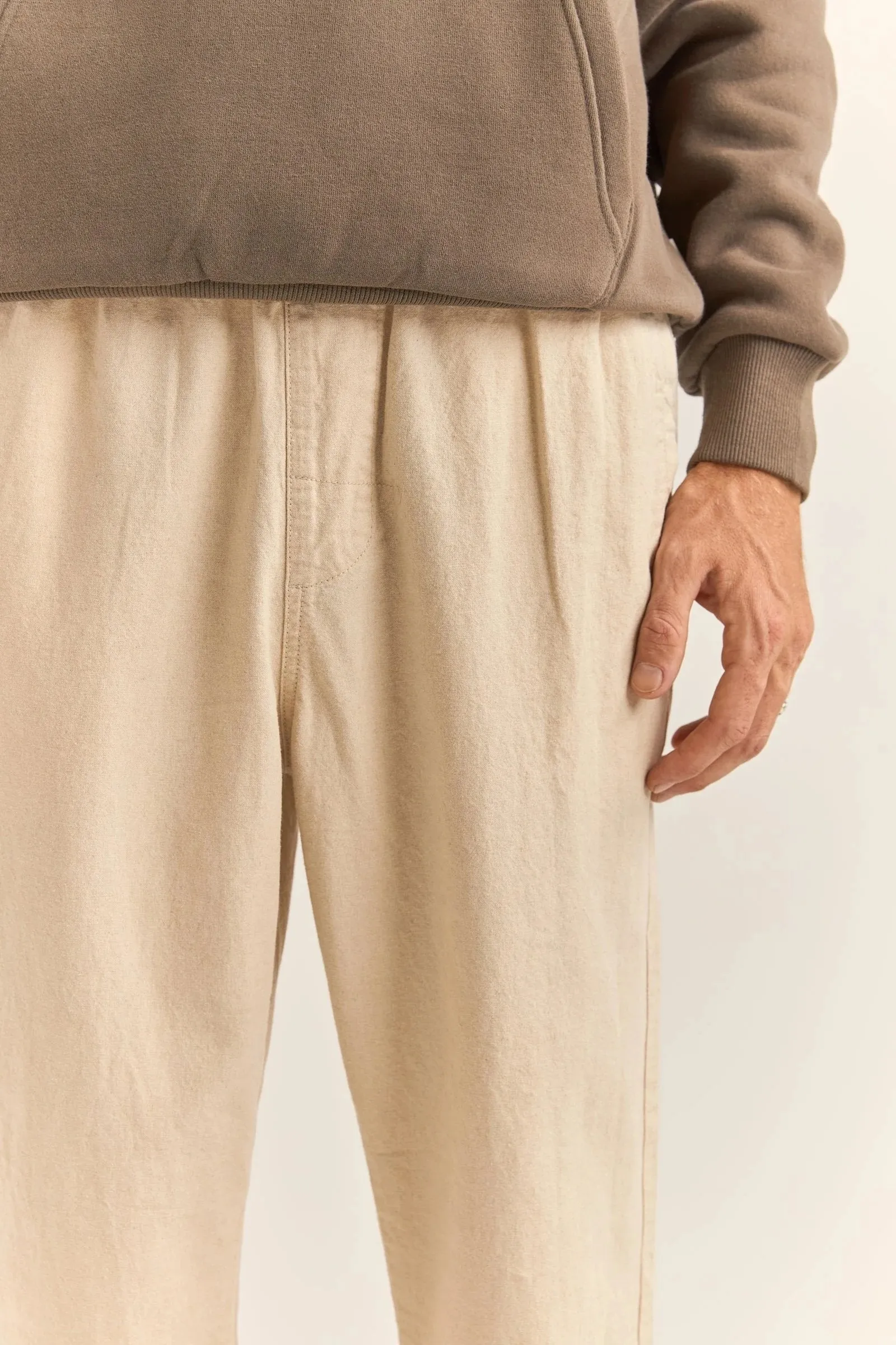 Linen Jam Pant Bone Basic Style Softened Hem
