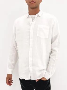 Budget Friendly Linen Long Sleeve Shirt White