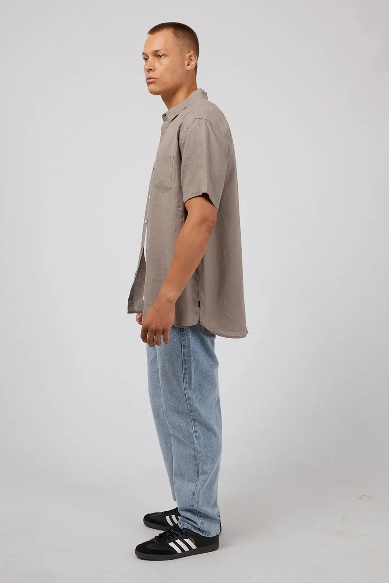 Outdoor Adventure Linen Short Sleeve Shirt Mushroom