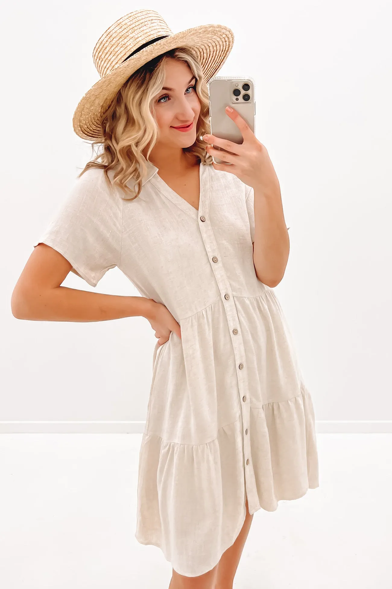 Dress-Up Style Little Paradise Mini Dress Beige