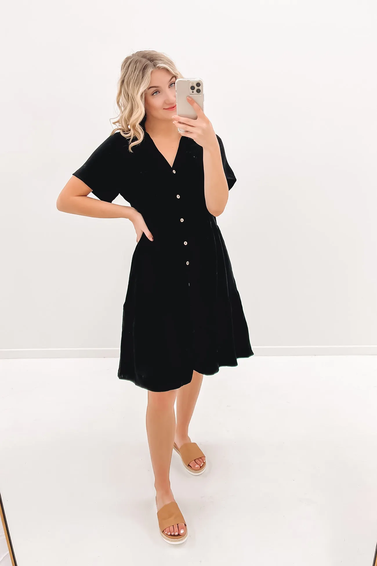 Light Fall Vacation Outfit Little Paradise Mini Dress Black