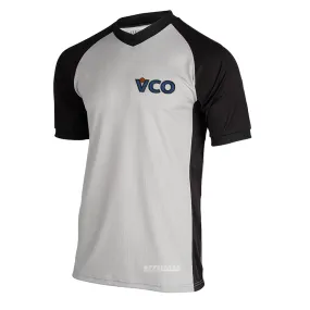 VCO Logo Solid Grey w/ Black Sleeves & Side Panel V-Neck Edgy Design