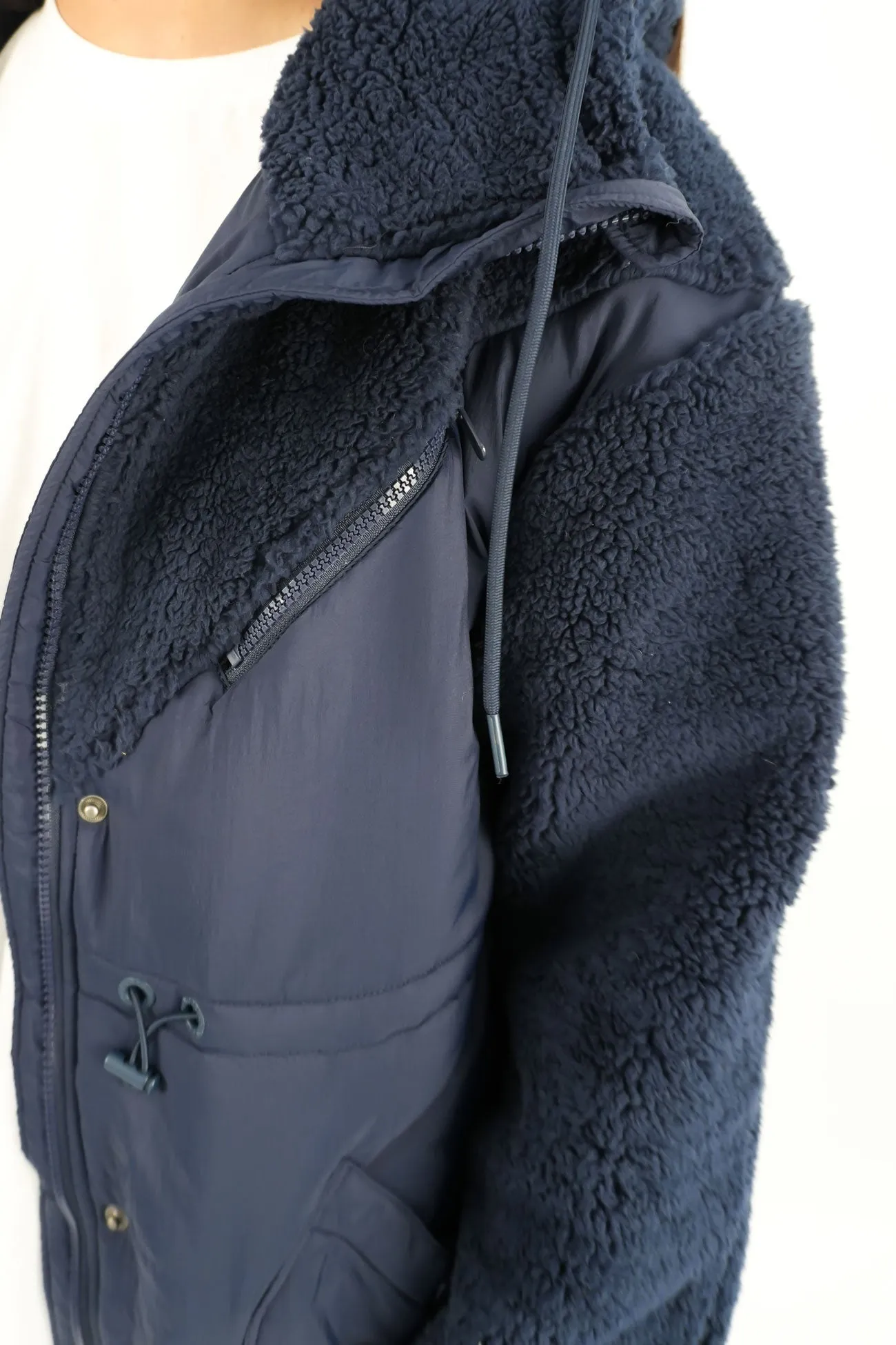 Longline Anorak Navy AntiStaticCoating Stylish Layer