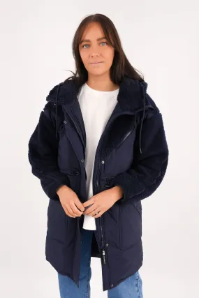 Longline Anorak Navy Waterproof Design Double Layered Hood