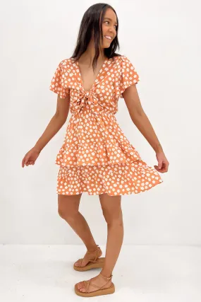 Texture Style Lottie Mini Dress Orange