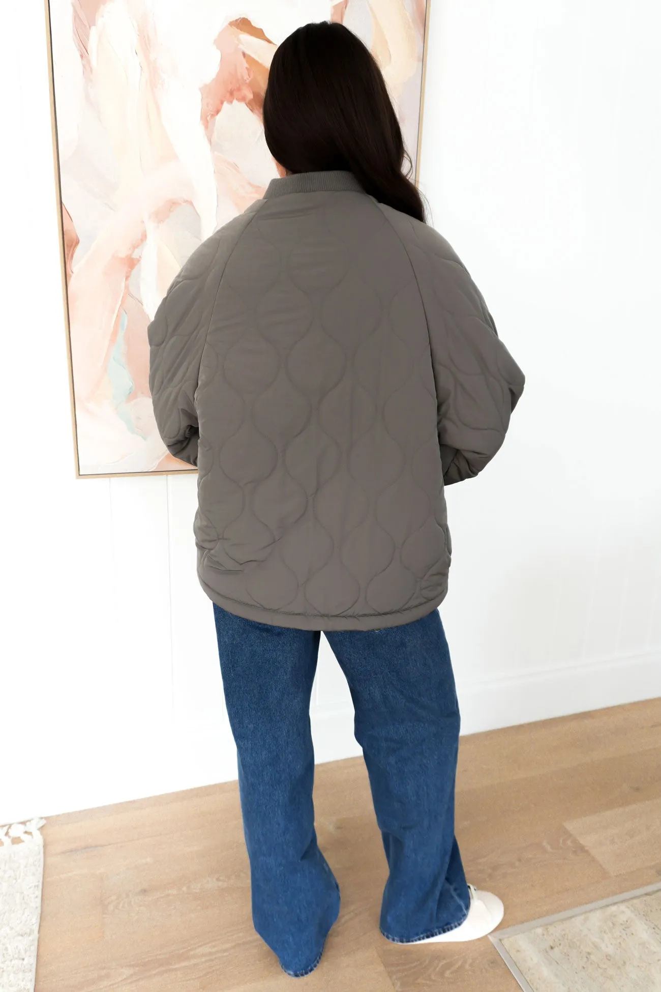 Harrison Quilted Jacket Charcoal Everyday Urban Style Flex Fit Design