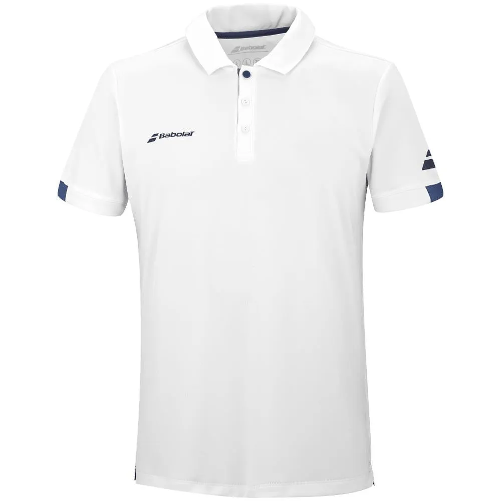 Babolat Boys Play Polo - White V-Neck