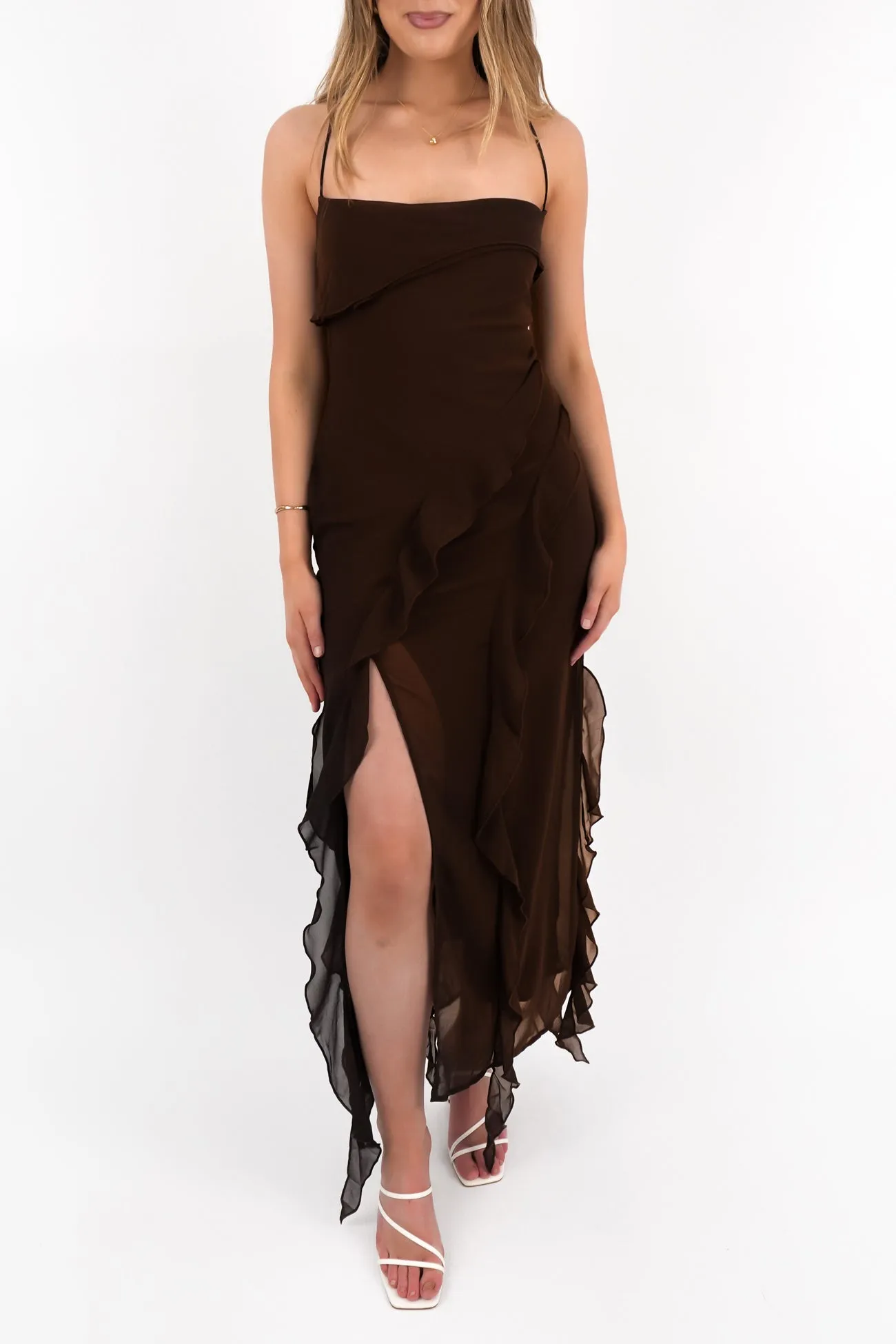 Texture Edge Loz Maxi Dress Chocolate