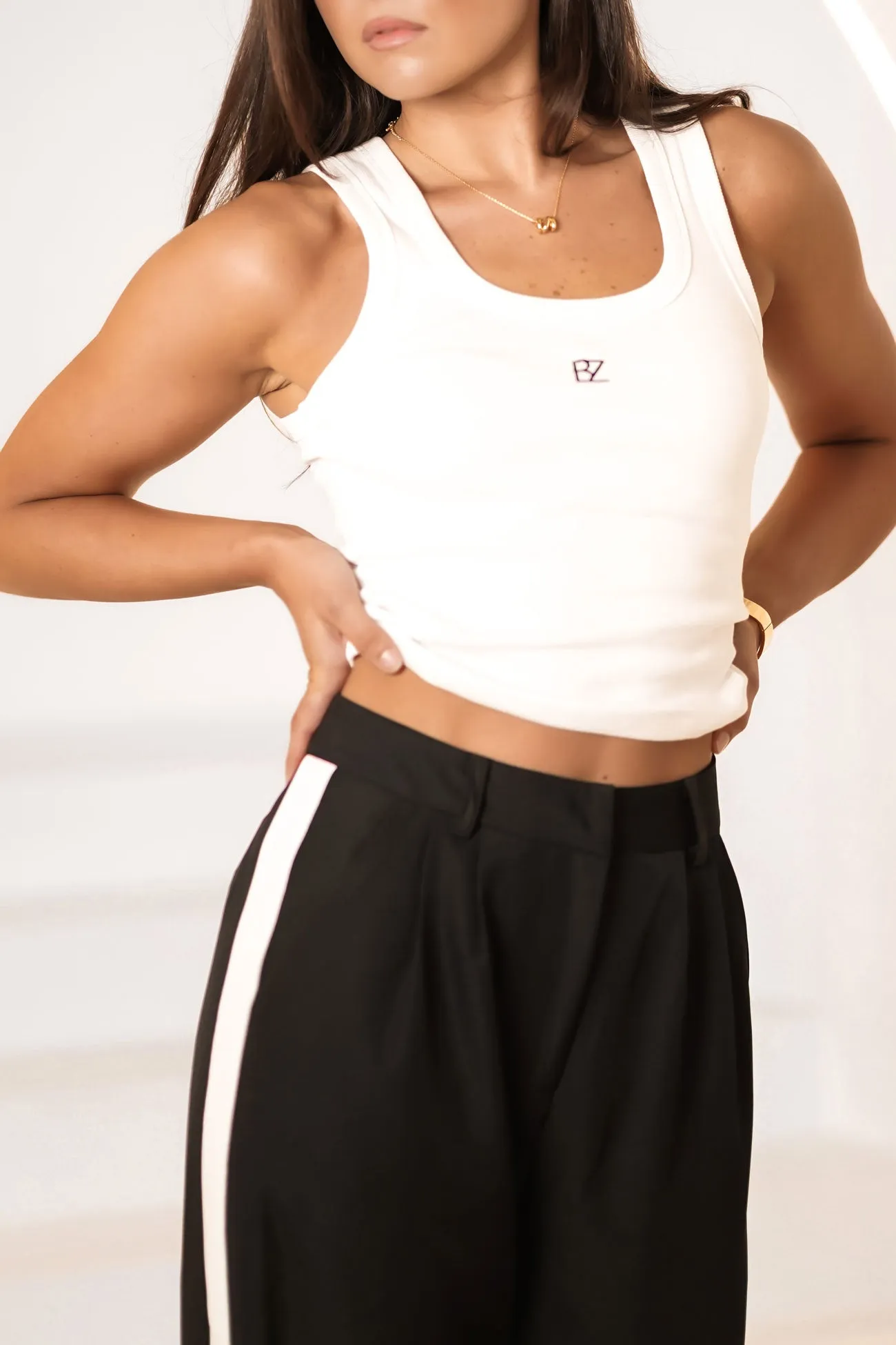 Double Stitched Practical Style Lucas Stripe Pant Black