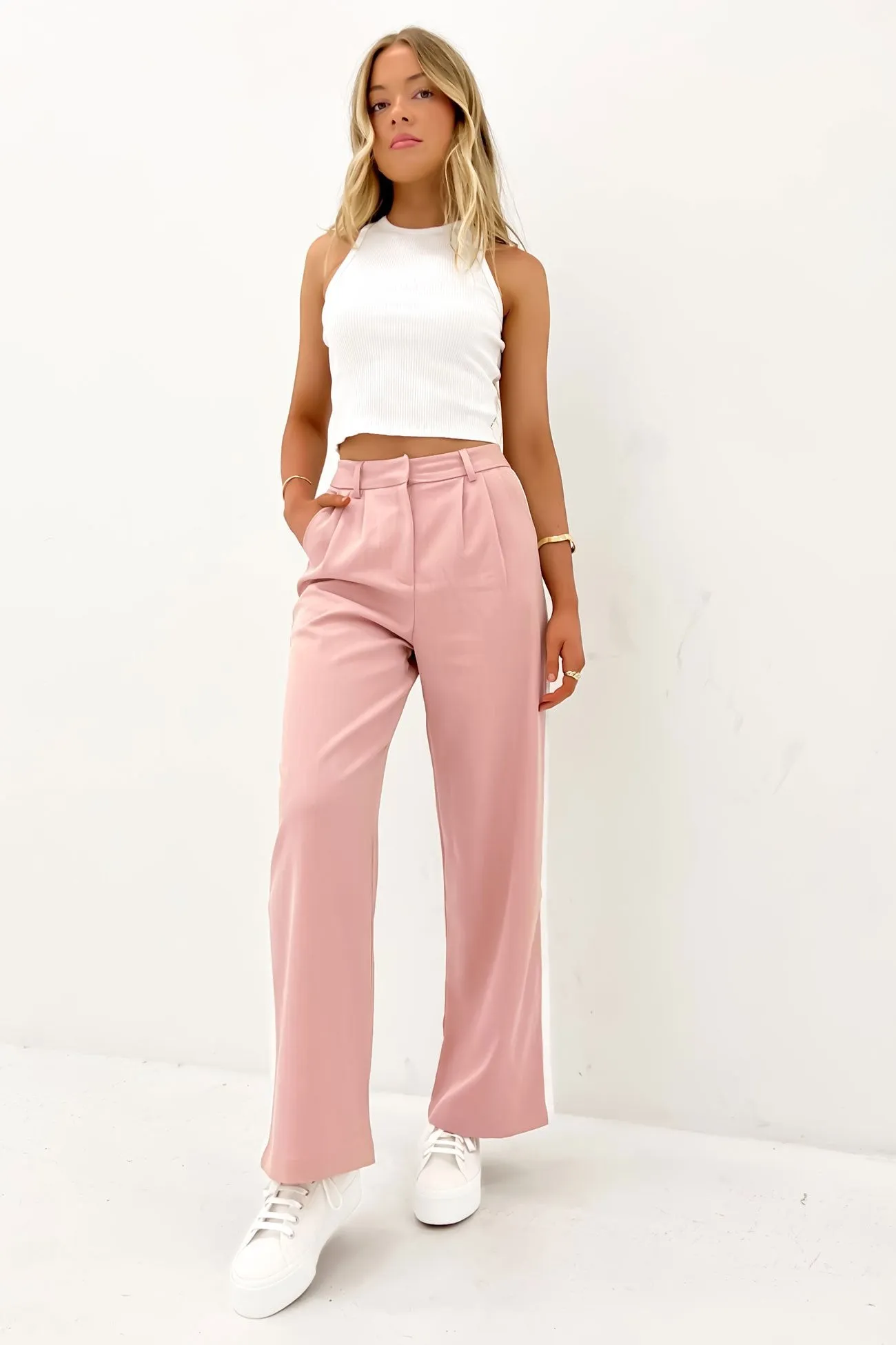 Lucas Stripe Pant Pink Fashionable Design Eco Dye Process