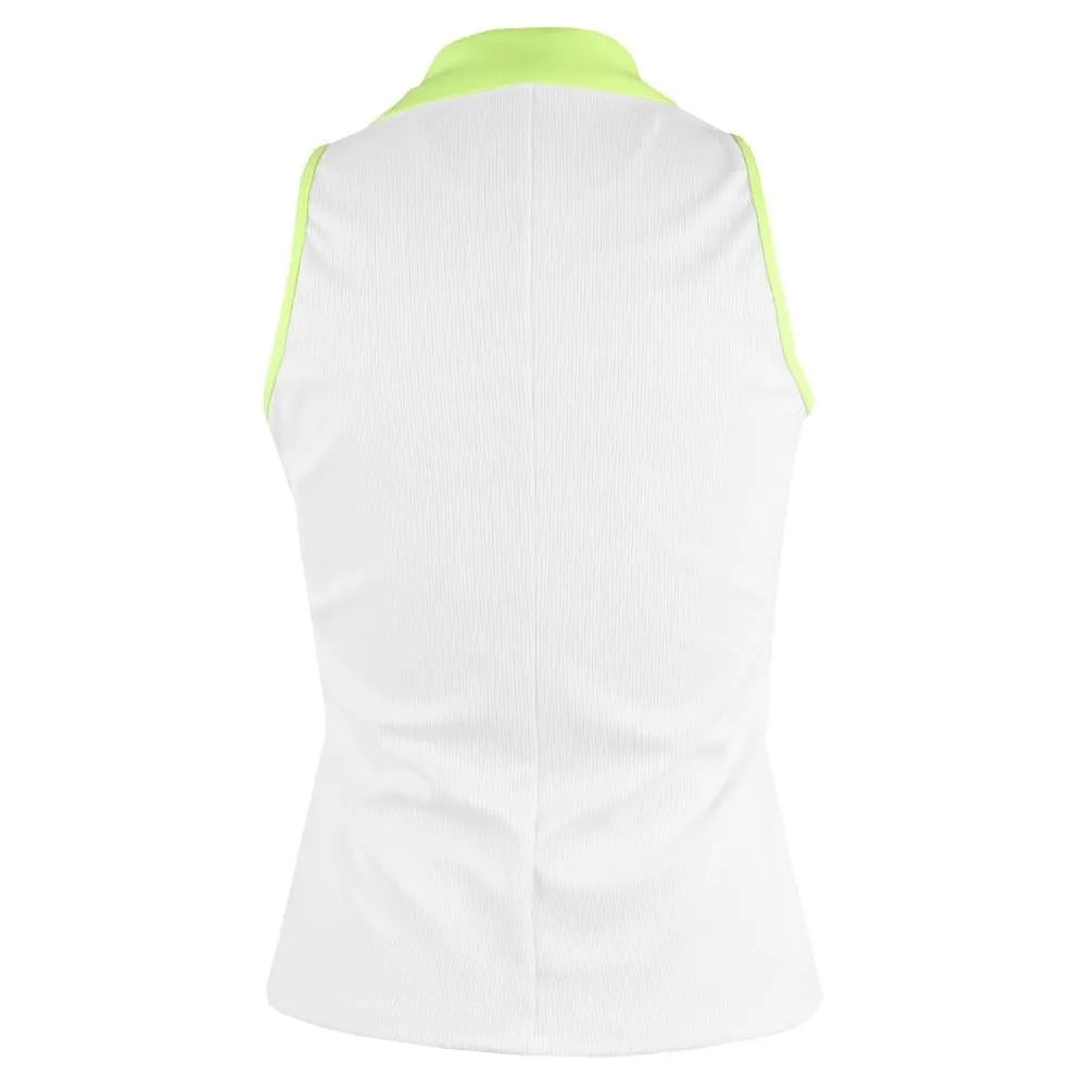 Fashionable Look Elastic waist Lucky in Love Women's Electric Toile At Ease Sleeveless Polo - White/Lemon Fashionable Look