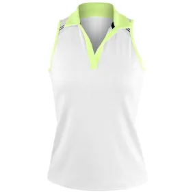Fine Craftsmanship Lucky in Love Women's Electric Toile At Ease Sleeveless Polo - White/Lemon Fashionable Look