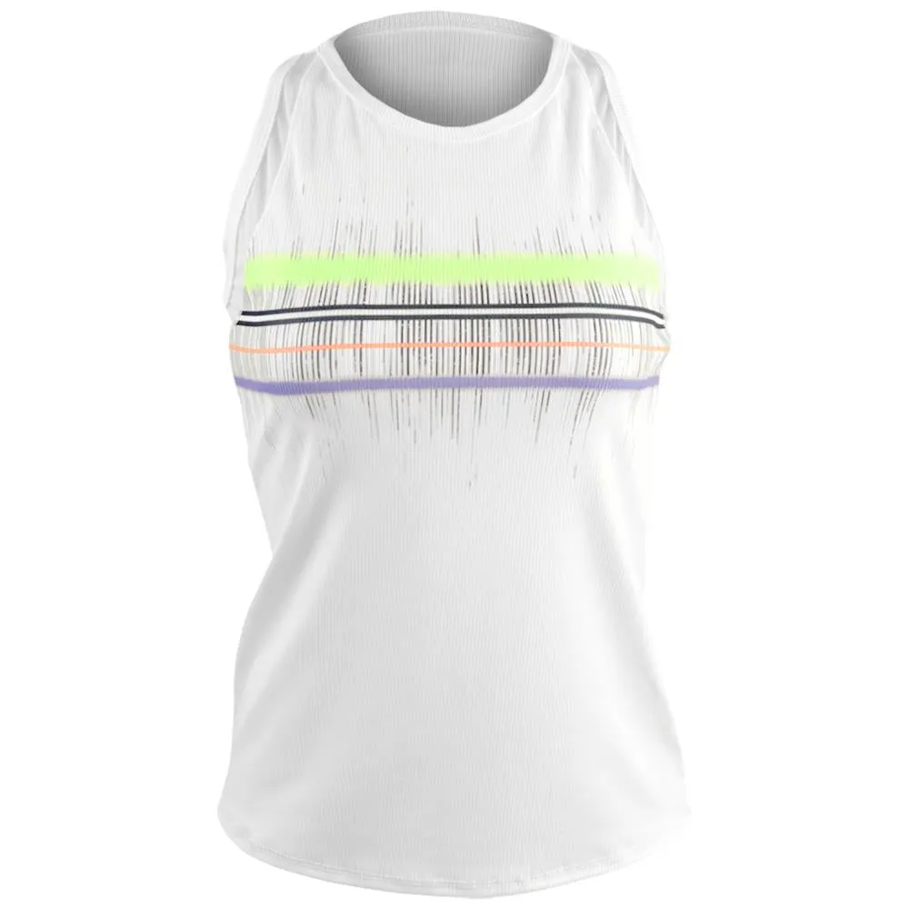 Lucky in Love Women's Electric Toile Between The Lines Tank - White/Navy wide legs stretchy fabric Comfortable Support