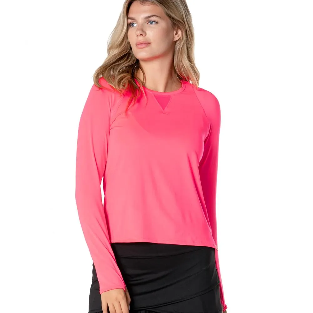 Vintage design Premium Material Lucky in Love Women's Essentials High Low Breezy Longsleeve - Coral Anti-fungal