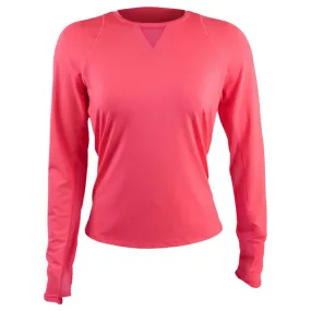 Lucky in Love Women's Essentials High Low Breezy Longsleeve - Coral Anti-fungal Acrylic Thin fabric