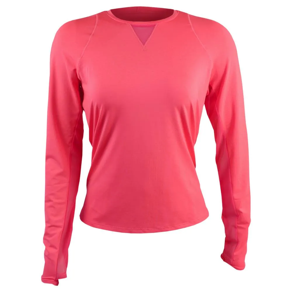 Lucky in Love Women's Essentials High Low Breezy Longsleeve - Coral Anti-fungal Acrylic Thin fabric