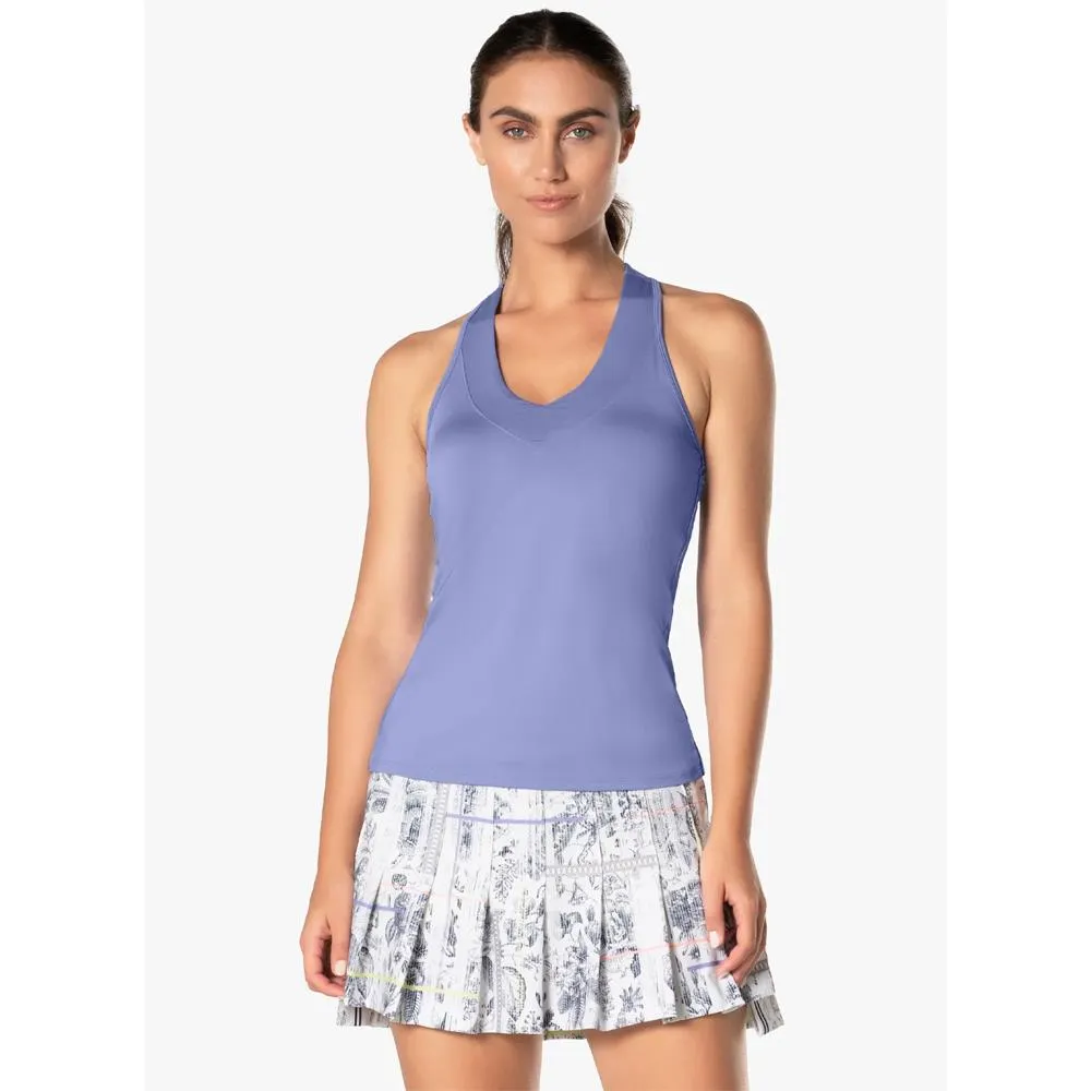 Cutwork Details Lucky In Love Women's Essentials V-neck Tank - Lilac Cut-Outs