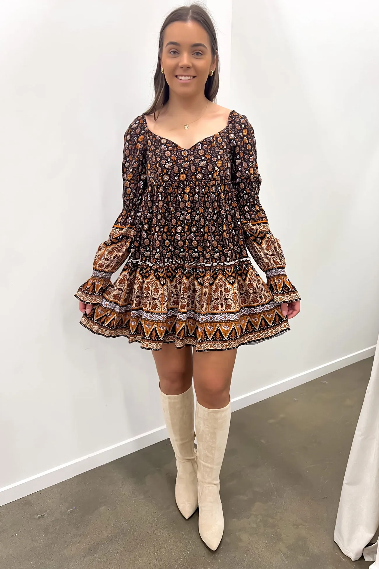 Luna Floral Mini Dress Print Lace-Trim