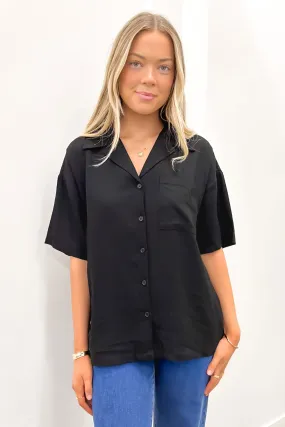 Luxe Linen Shirt Black Moisture Wicking Layer