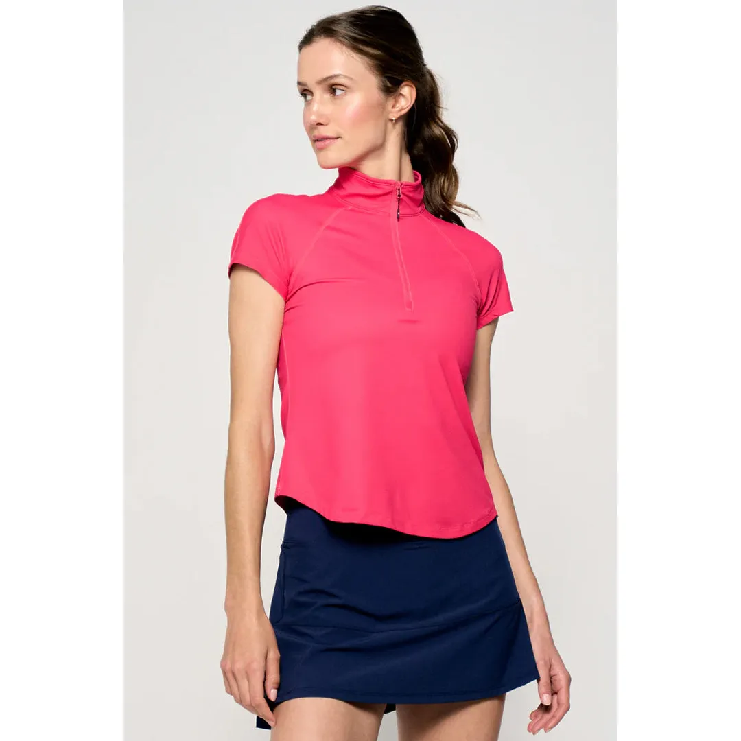 Sleeveless Luxurious Feel Lija Women's The One To Beat Sly Zip Mock - Pink Raspberry