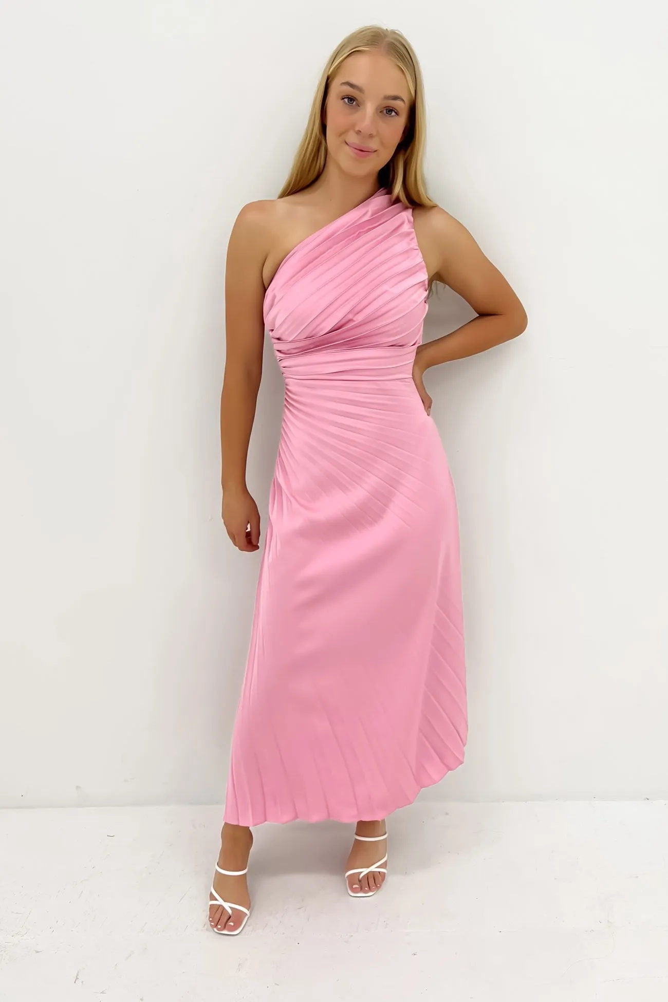 Vintage feel Light Coral Caralee Midi Dress Pink
