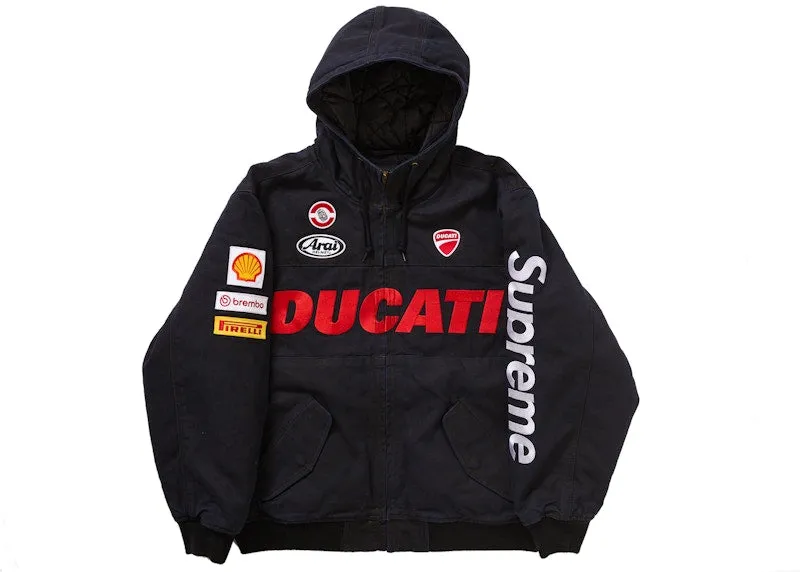 High - quality Supreme Ducati Hooded Work Jacket Black