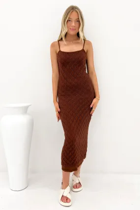 Hunter Maxi Dress Brown Work Friendly Front-Pocket