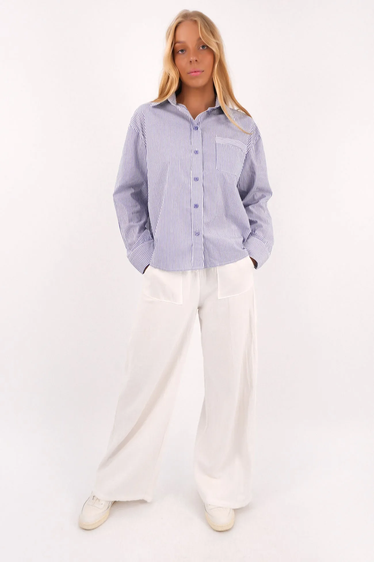Lydia Shirt Blue Stripe Lakeside Relaxation