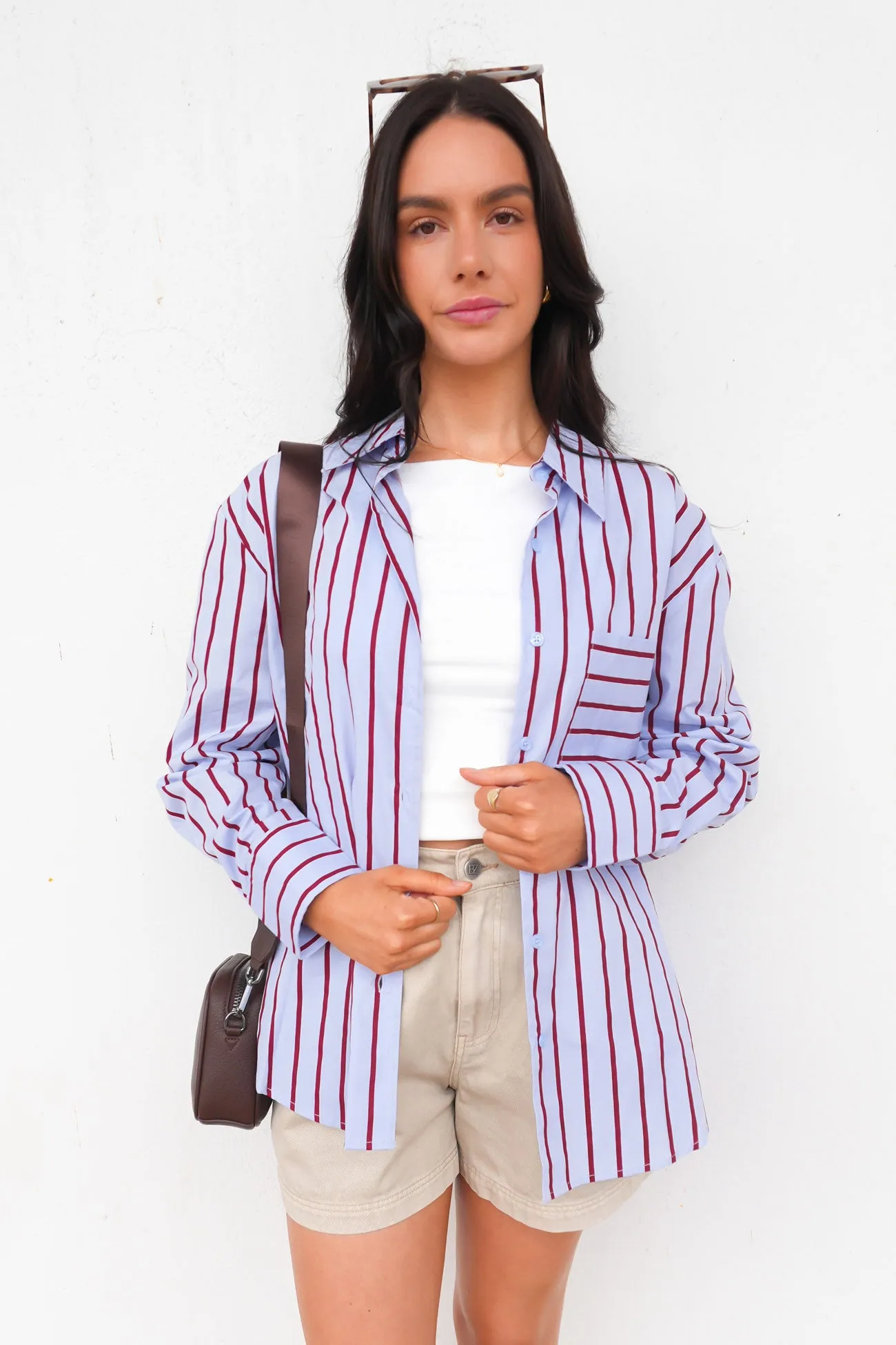 Lightweight Construction Lynton Shirt Pale Blue Red