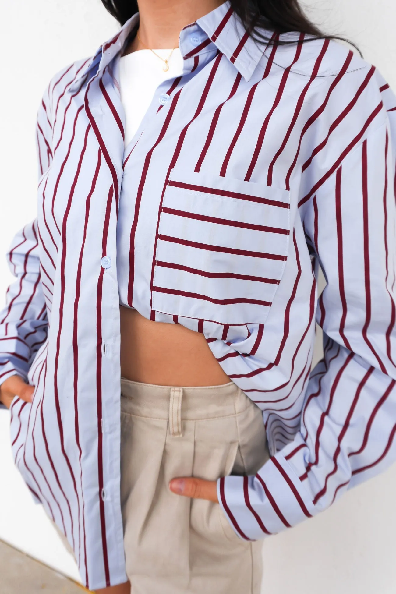 Lynton Shirt Pale Blue Red Statement Maker