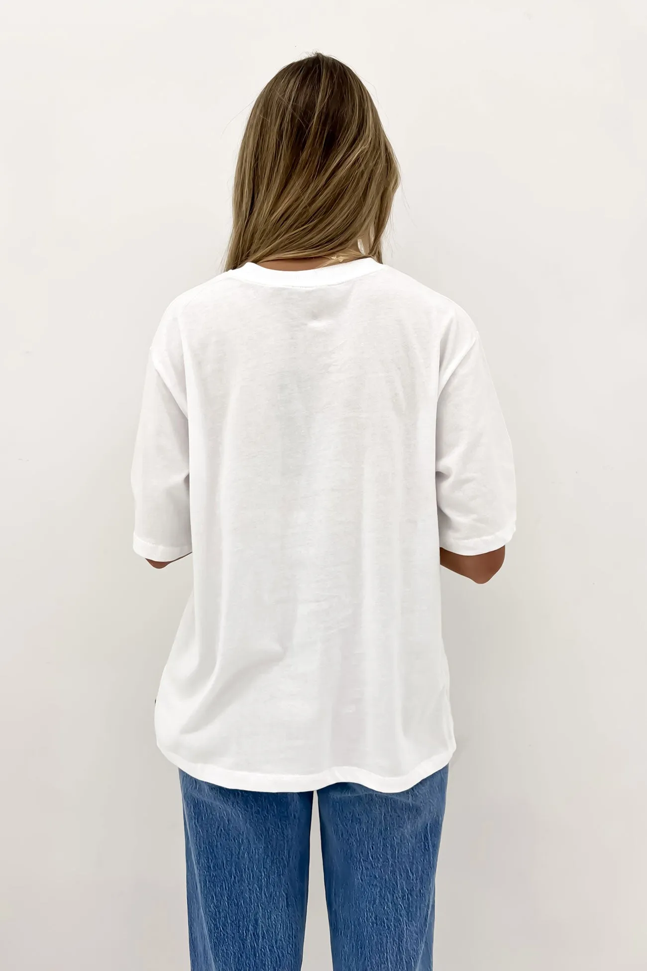 Fashion Top Breathable Fit Wear Basic Oversized Tee White