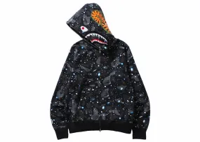 Bape Space Camo Shark Wgm Full-Zip Hoodie Black Smooth Fabric Smooth Zippers