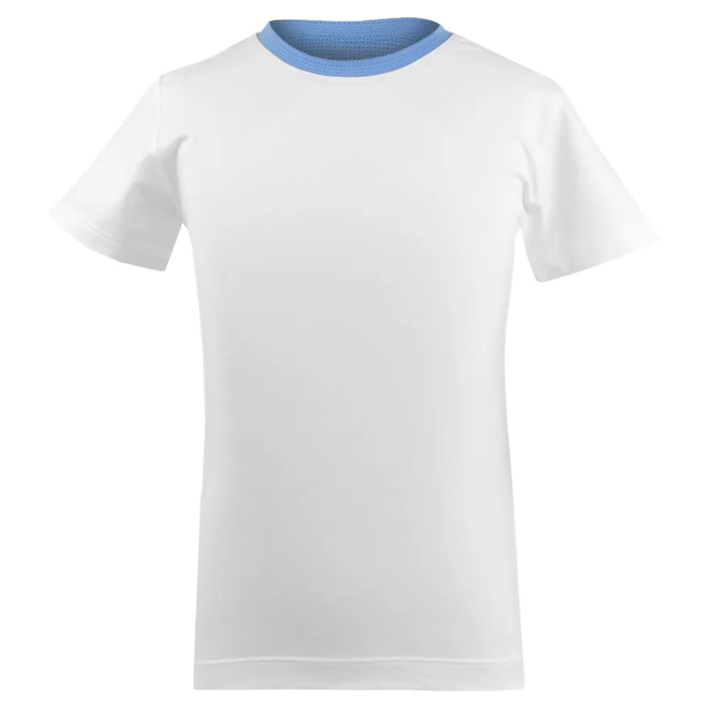 Smooth Fabric Eco - friendly Sofibella Boy's Perfect Volley Tee - White/Neo Blue