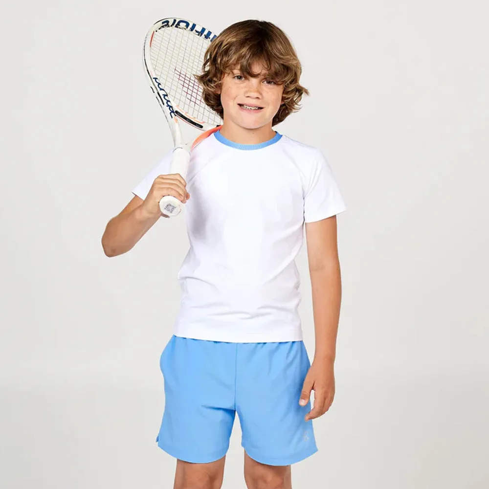 Sofibella Boy's Perfect Volley Tee - White/Neo Blue Non Stretch
