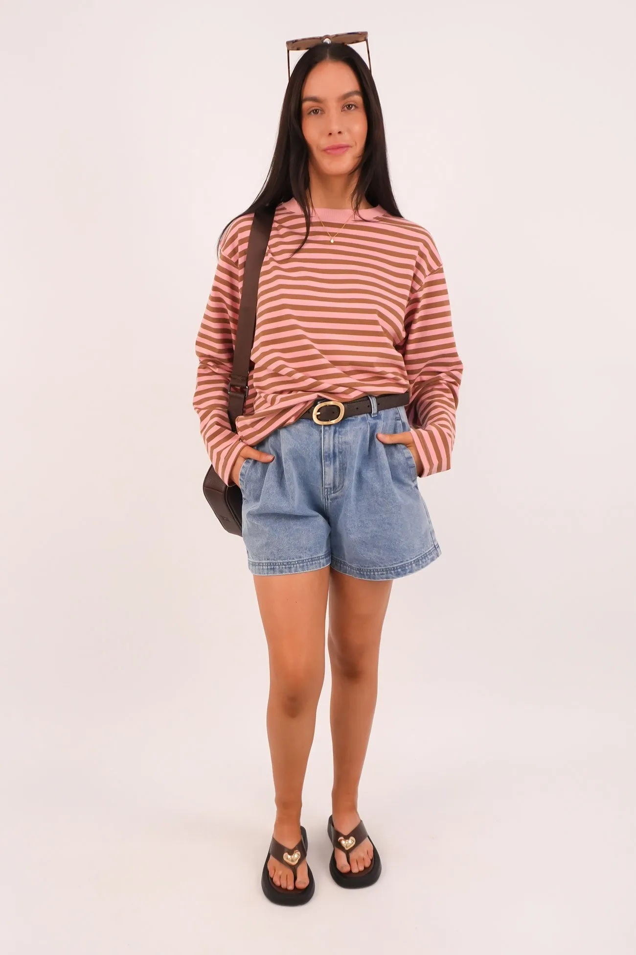 Maddie Long Sleeve Tee Pink Bronze Magazine