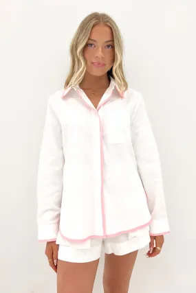 Job Interview Maddie Shirt White Pink