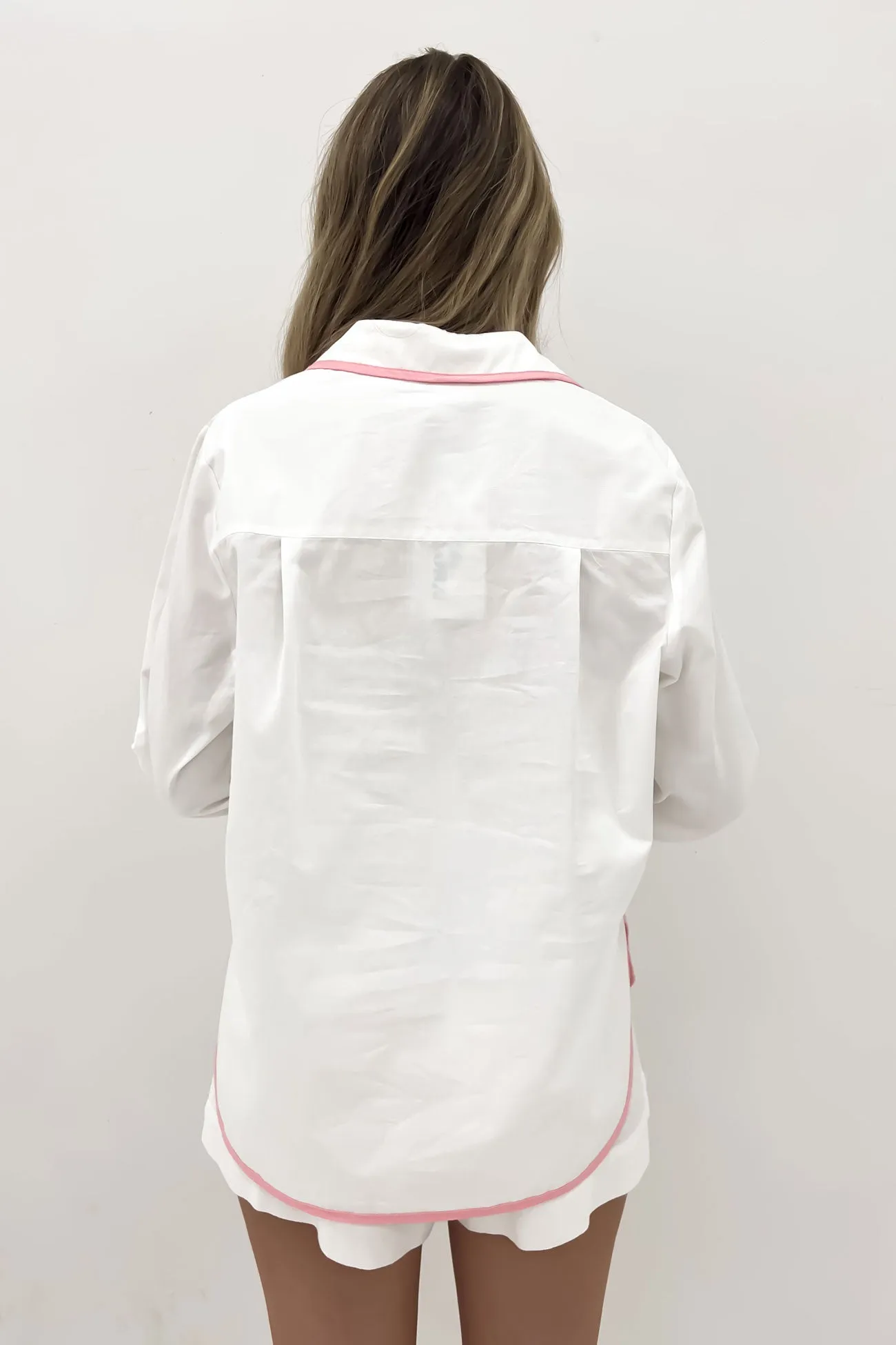 Striped Design Maddie Shirt White Pink