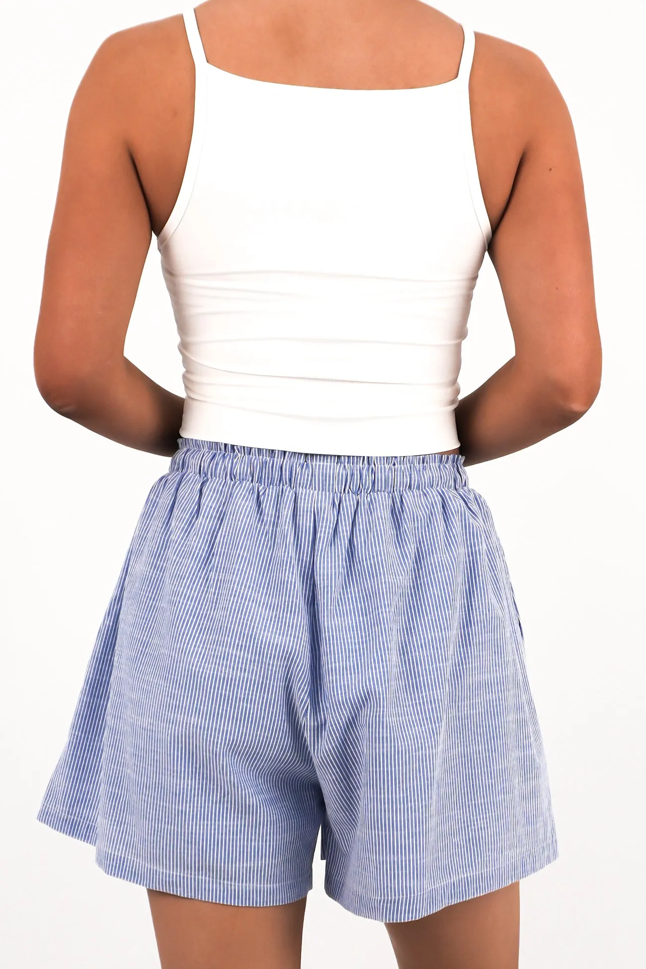Gabbi Short Blue Stripe AdjustableDrawstring