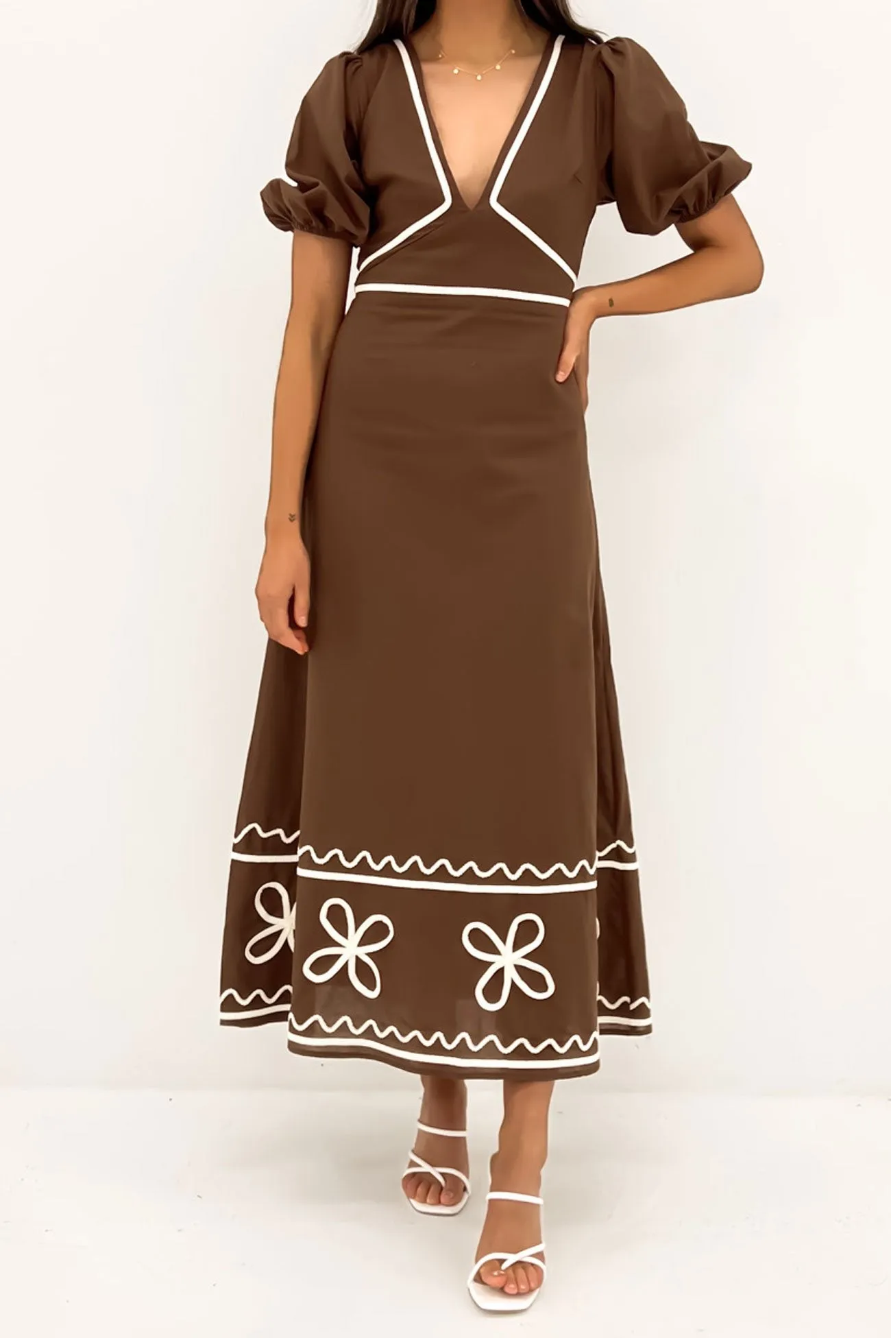Maggie Maxi Dress Brown Beige Pure Piece