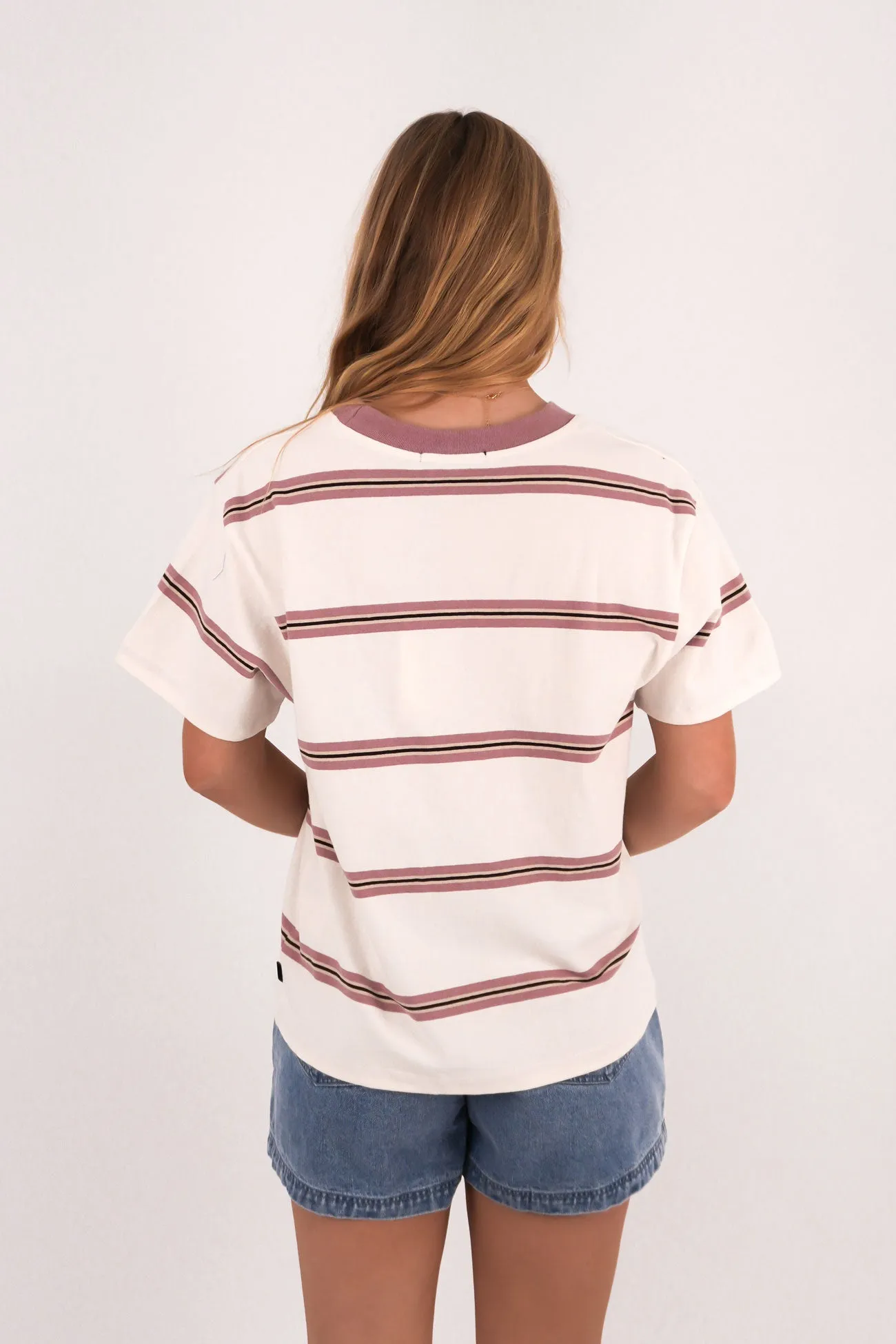 Basic Top SoftenedNeckline Kinsey Stripe Tee