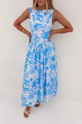 Sleek Flow Perfectly Tailored Maisie Maxi Dress Bluejay