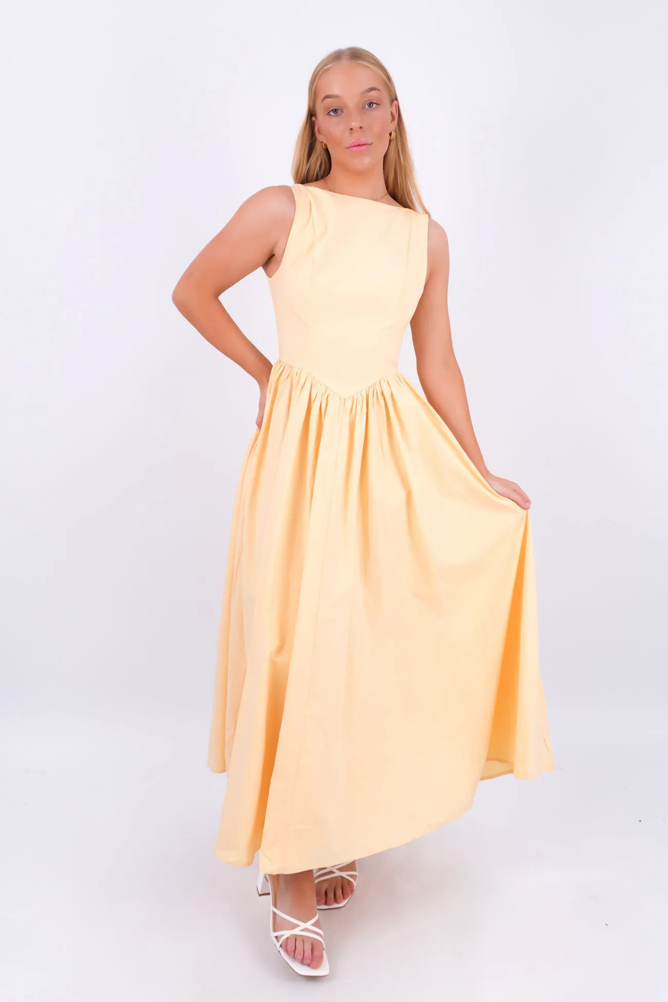 Feminine midi gown Maisie Maxi Dress Lemon