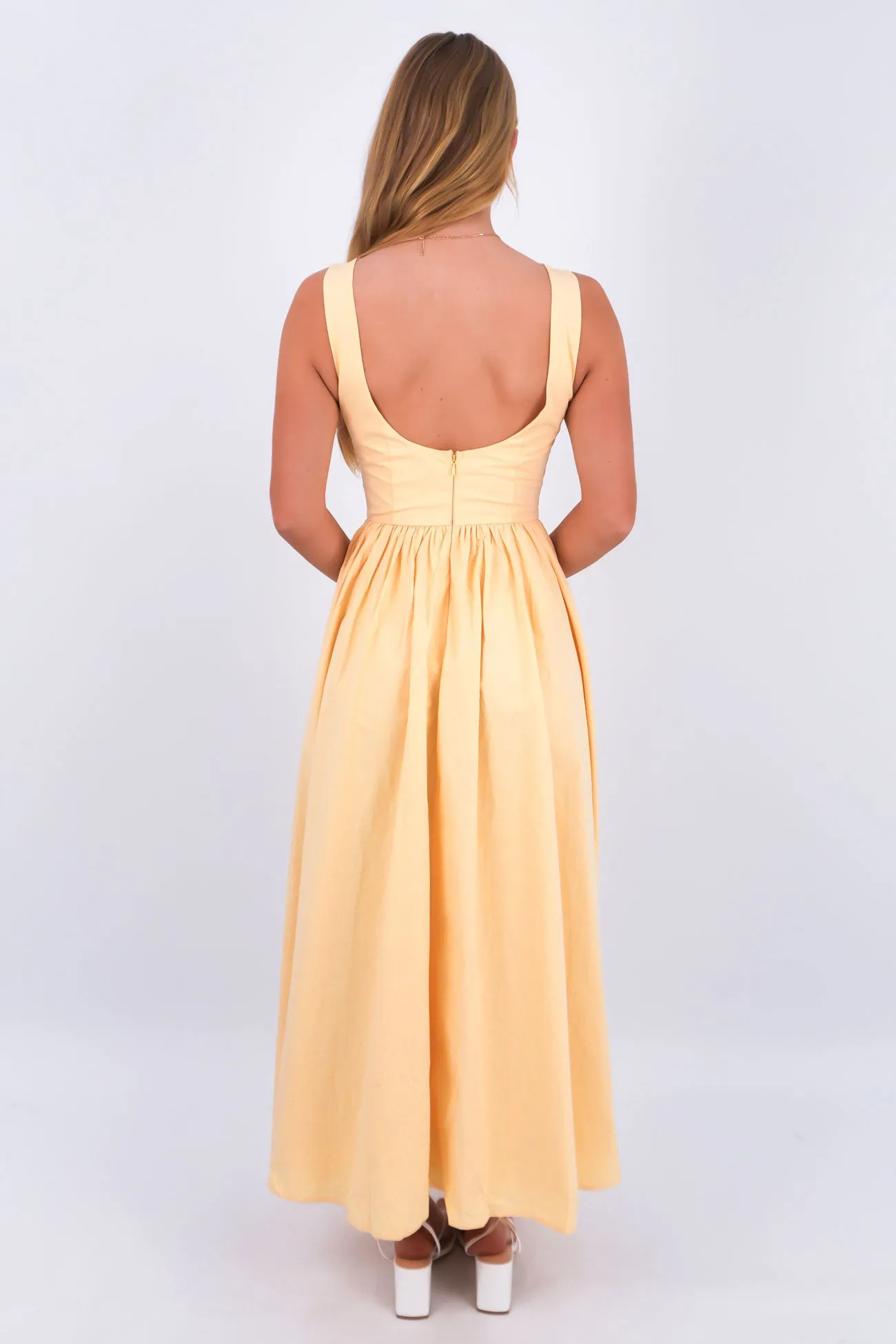 Stud-Detail Maisie Maxi Dress Lemon