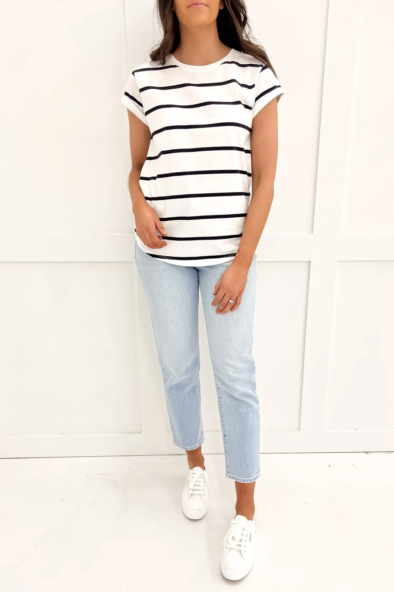 casual outing Manly Stripe Tee Black White Stripe